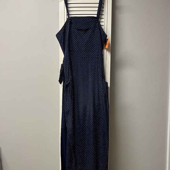 Navy Blue Vintage Wrap Dress - Picture 1 of 9